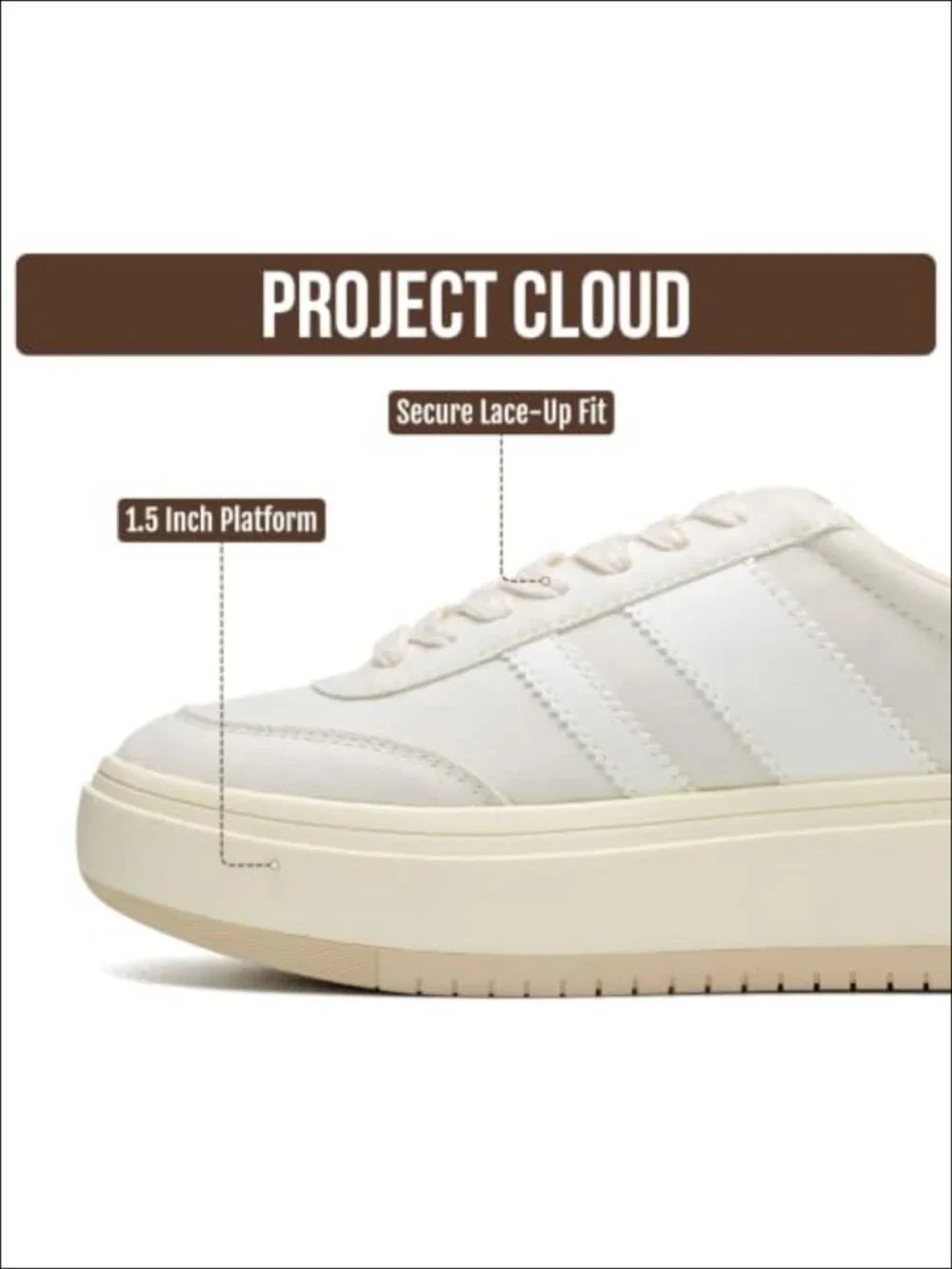 Women's Platform Sneakers Lace-Up Water Resistant Leather Athletic Shoes_2
